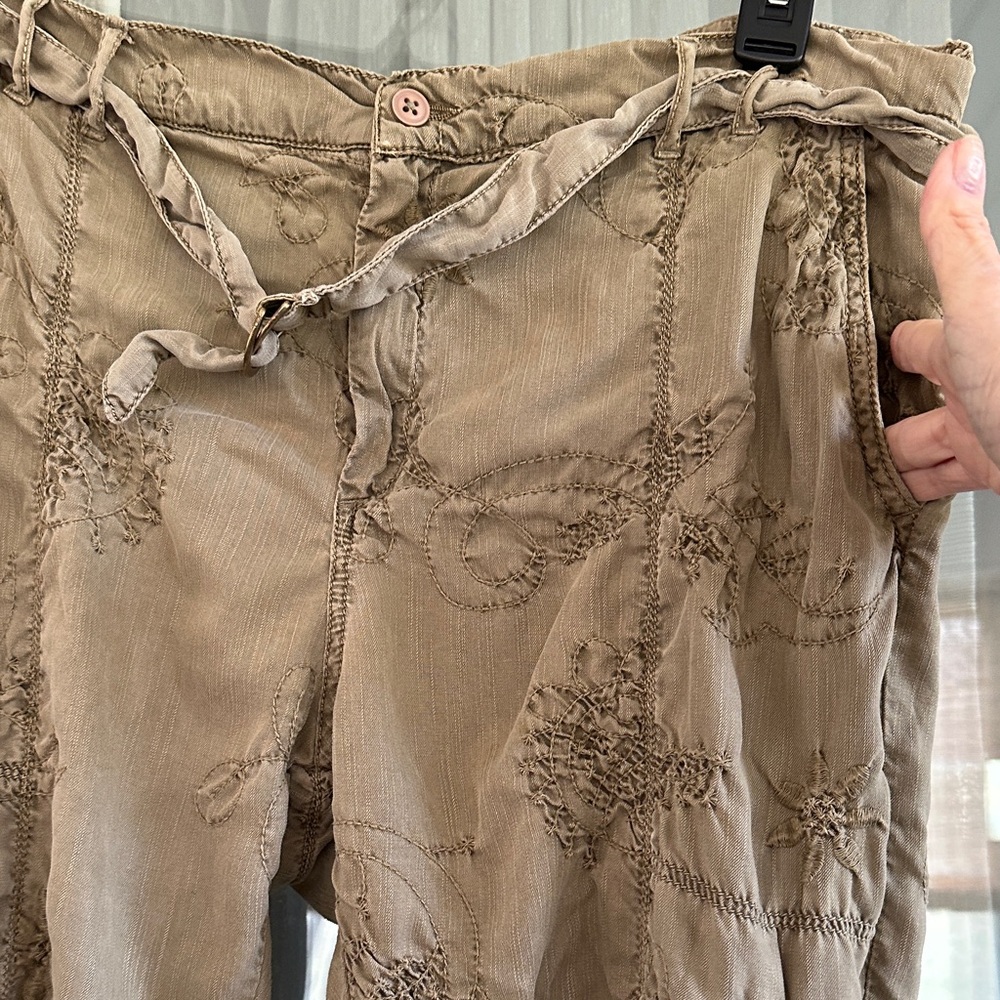 Soft surroundings Green-Taupe Embroidered Cargo Pants - Picture 3 of 12